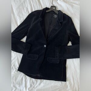 Majestic Filatures Black Velour One Button Blazer in Black